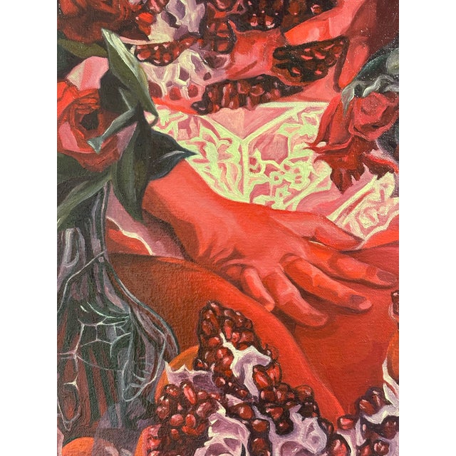 Contemporary Contemporary Pomegranate Still Life Oil Painting by Tara Sabini For Sale - Image 3 of 3