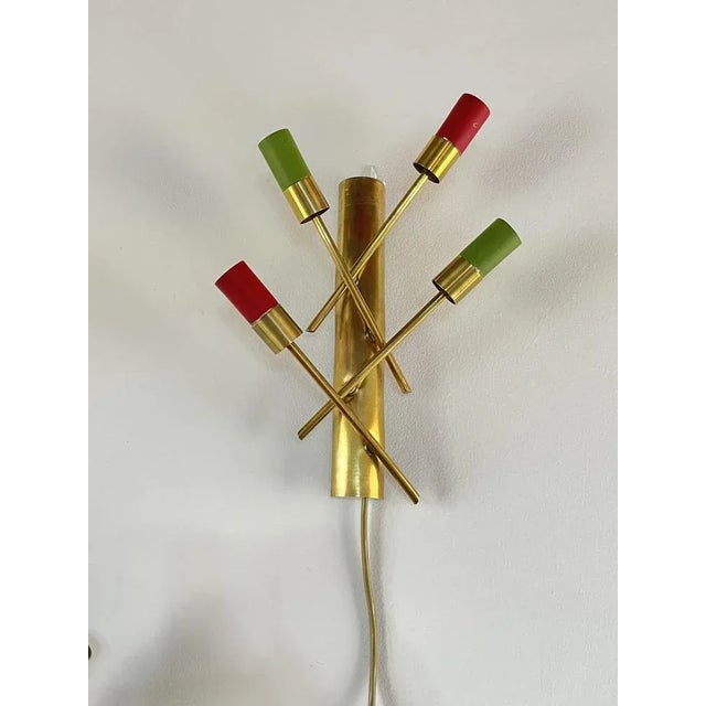 Metal Italian Wall Lamps in Brass, 1950s, Set of 2 For Sale - Image 7 of 10