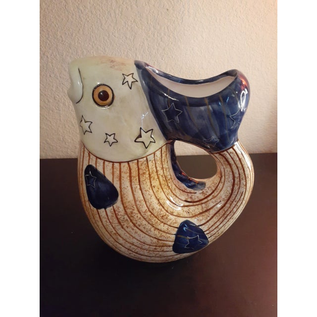 Ceramic 1980s Hand Painted Ceramic Carol Endres Signed Fish Shaped Pitcher For Sale - Image 7 of 7
