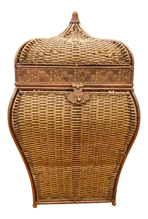 Copper Accented Wicker Blanket Chest