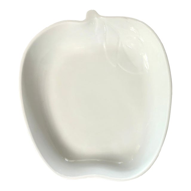 Fitz and Floyd White Porcelain Apple Dish For Sale