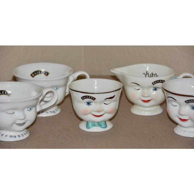 BAILEYS IRISH CREAM WINKING CREAMER & SUGAR VINTAGE YUM COFFEE TEA CUPS 5PC SET Meet the tipsiest power couple on your...