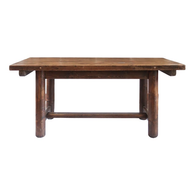 Brutalist Dining Table in Pine attributed to Georges Robert, France, 1960s For Sale