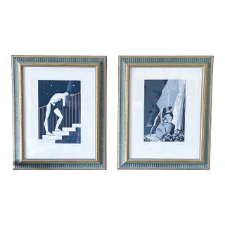 1940s "Many More" and "How Soon" Art Deco Figurative Prints After Rockwell Kent, Framed - a Pair For Sale