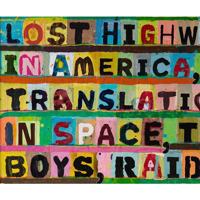 "Lost In Hollywood" is a vibrant mixed‑media celebration of cinema, rendered in bold typography and playful color....