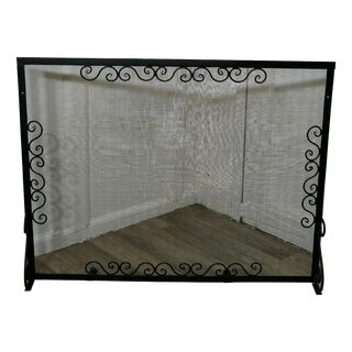 Large Wrought Iron Fire Screen, 1890s For Sale