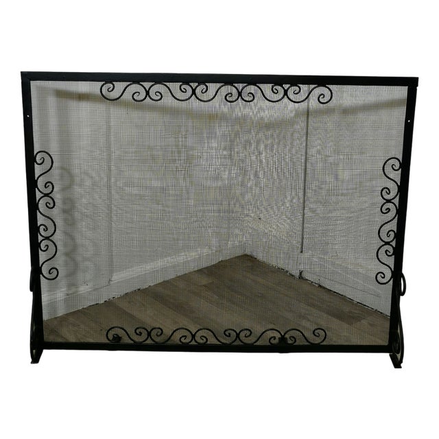 Large Wrought Iron Fire Screen, 1890s For Sale