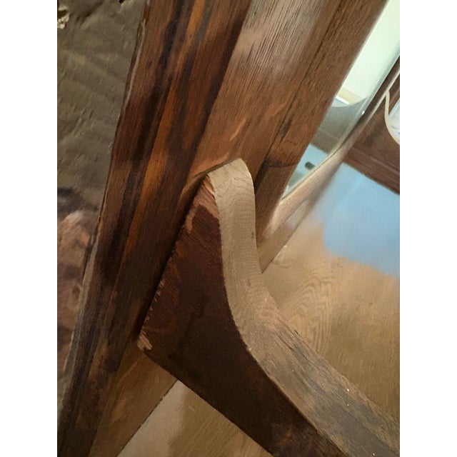 Turn-of-the-Century Victorian Carved Oak Hall Tree Bench With Original Brass Hardware & Mirror For Sale In New York - Image 6 of 12