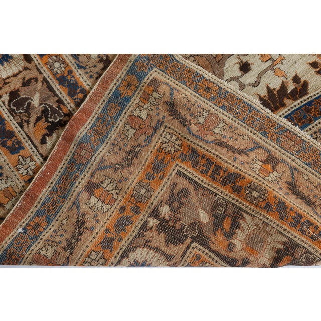 Persian Antique Persian Tabriz Handmade Wool Carpet For Sale - Image 3 of 8