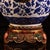 Vintage Chinese Blue and White Porcelain Vase With Gilt Bronze Dragon Handles and Elaborate Stand For Sale - Image 9 of 9