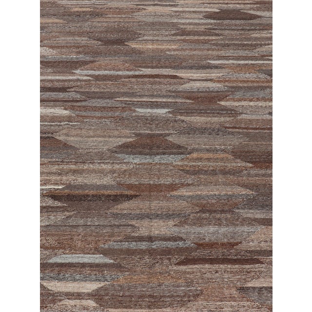 Contemporary Natural Brown Color-Tone Flat-Weave Kilim by Keivan Woven Arts 6'9 X 9'9 For Sale - Image 3 of 13