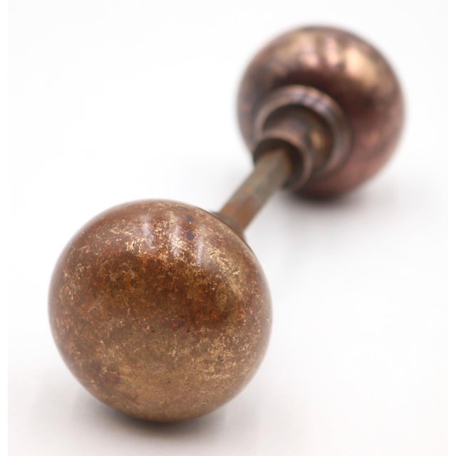 Mid 20th Century Pair of Vintage 2 In. Darkened Brass Passage Door Knobs For Sale - Image 5 of 7