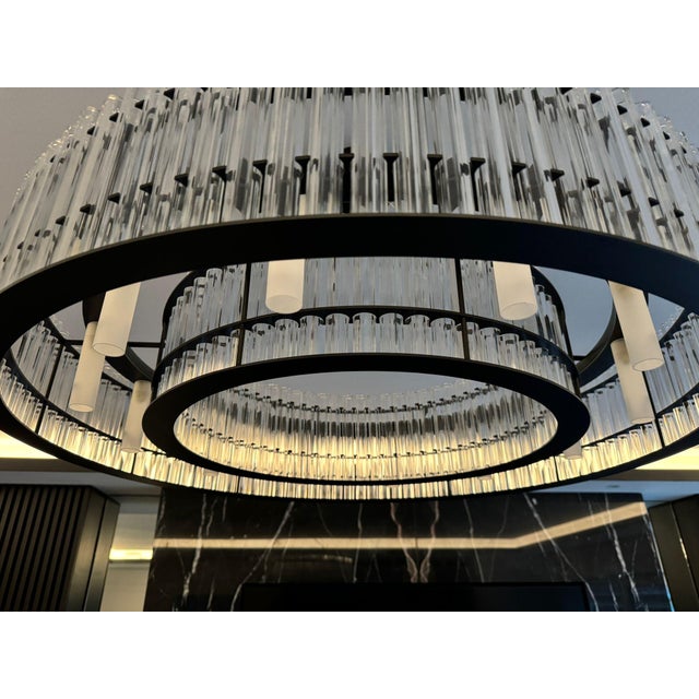 Modern Contemporary Glass Rod Chandelier Black Modern Ceiling Light Chandelier For Sale - Image 4 of 14