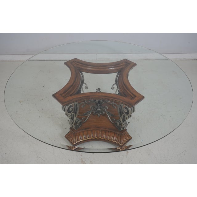 Traditional Marge Carson Round Glass Top Continental Dining Room Table For Sale - Image 3 of 13