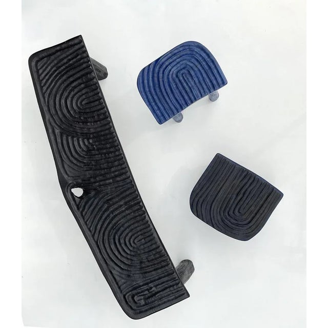 Set of Blue Fingerprint Stools by Victor Hahner For Sale - Image 9 of 13