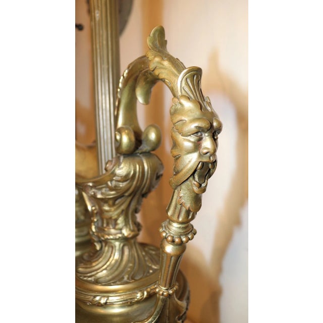 Huge Pair of 1800's Antique Gilt Bronze Figural Cherub Ewer Urn Vase Table Lamps For Sale - Image 4 of 12