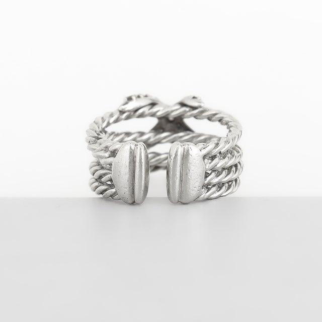 White David Yurman Sterling Silver & Diamond Crossover X Ring For Sale - Image 8 of 15
