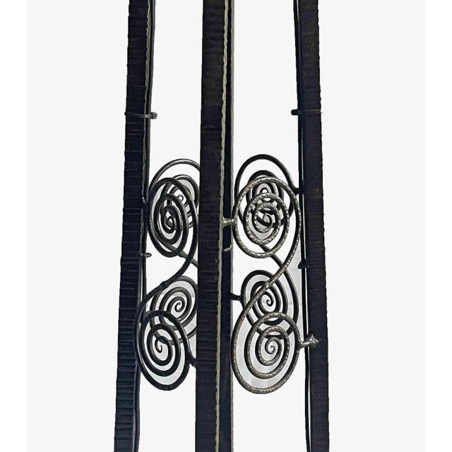 Art Deco Antique Ceiling Pendant Light - French Art Deco Wrought Iron For Sale - Image 3 of 7