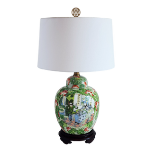 Vintage Maitland-Smith Famille Verte Ginger Jar Table Lamp