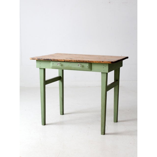 Brown Antique Painted Pine Farmhouse Accent Table For Sale - Image 8 of 16