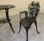 1950s Rose-Pattern Cast Iron and Aluminum Garden Bistro Set With Two Plant Stands, 5 Pieces For Sale - Image 9 of 16