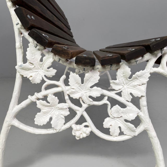 Art Deco Italian Wooden and White Cast Iron Bench, 1930s For Sale - Image 16 of 18