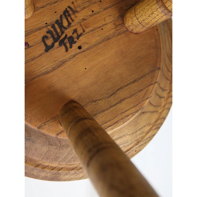 Vintage Brown Wooden Stool For Sale - Image 10 of 11