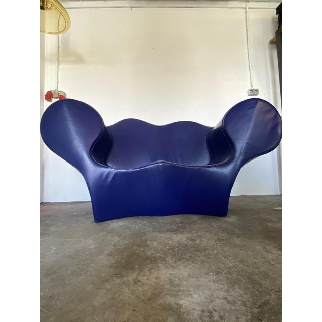 Ron arad sofa for moroso 2-seater big soft easy custom-made in purple leather w 203 cm x d 105 cm x h 102 cm the sofa is...