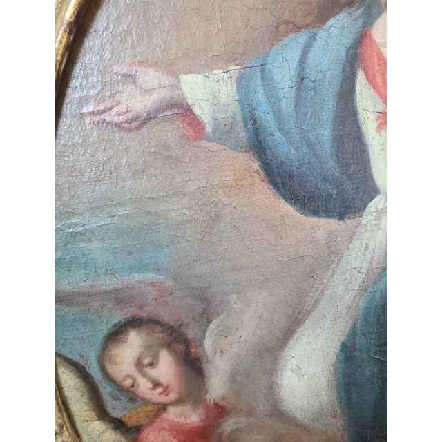 19th Century Antique 18th Century Religious Oil Painting Assumption of the Virgin Mary For Sale - Image 5 of 16