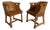 Pair of Dutch Colonial Style Vintage Oak Barrel Back Chairs For Sale