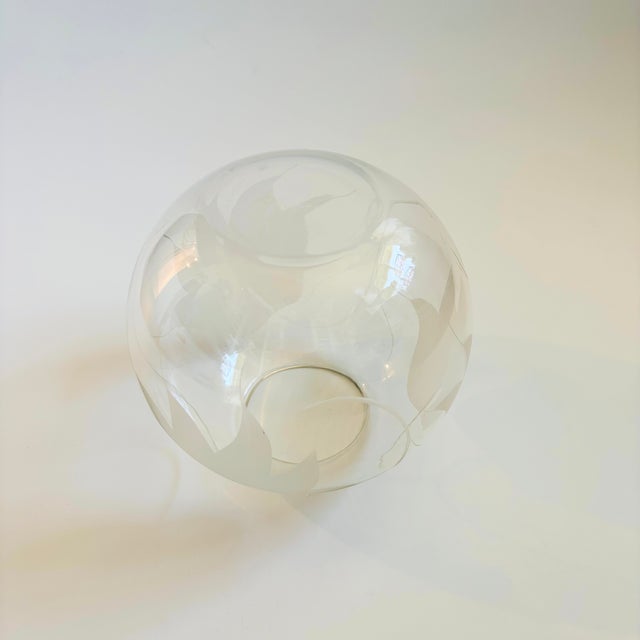 Glass Large Frosted Leaf Sphere Vase For Sale - Image 7 of 7