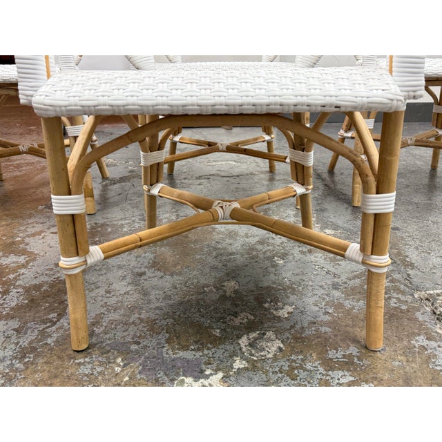 White Serena & Lily Riviera Rattan Armchair, Set of Four For Sale - Image 8 of 12
