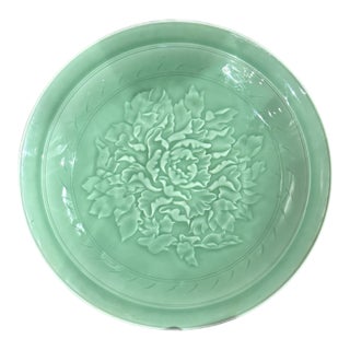 Mid 20th Century Rare Large Chinese Longquan Celadon Green / Jade - Porcelain Plate China For Sale