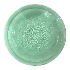 Mid 20th Century Rare Large Chinese Longquan Celadon Green / Jade - Porcelain Plate China