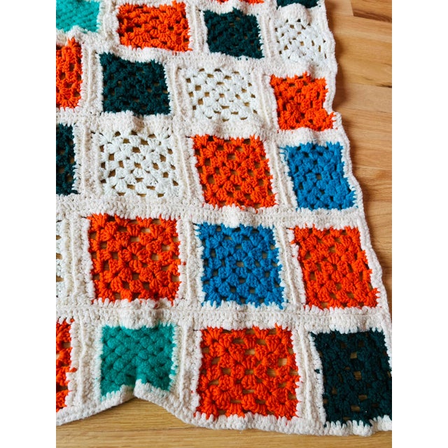 Vintage Hand Crochet Afghan Blanket For Sale - Image 6 of 9