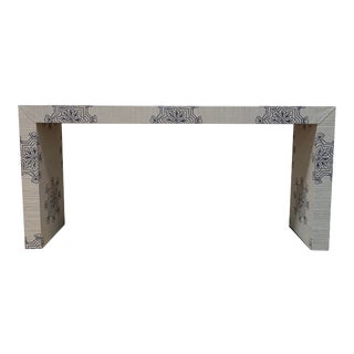Grasscloth Waterfall Console Table For Sale