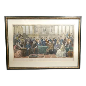 19th Century American Hand Colored Lithograph Print of "The Authors of the u.s." After Thomas Hicks