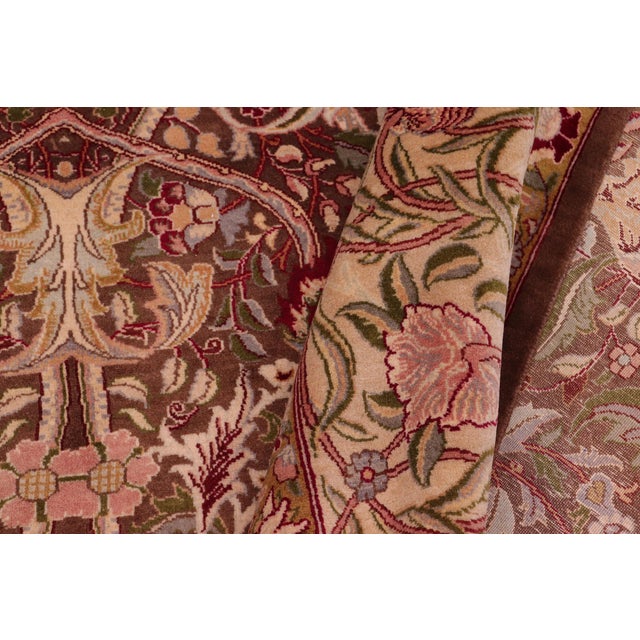 Textile William Morris 1990's Pak-Persian Brown/Ivory Wool Rug - 9'1'' X 12'6'' For Sale - Image 7 of 9