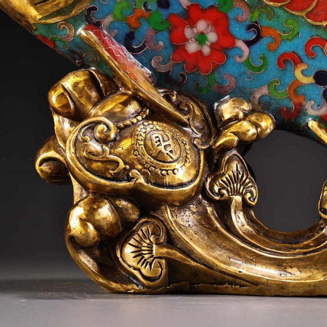 Late 19th Century Pair of Cloisonné Enamel Gilt Bronze Fish Figures, 5800g Total, Qianlong Mark For Sale - Image 9 of 10