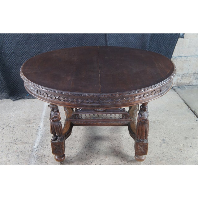 Antique French Breton Brittany Maritime Figural Carved Chestnut Dining Table For Sale - Image 16 of 16