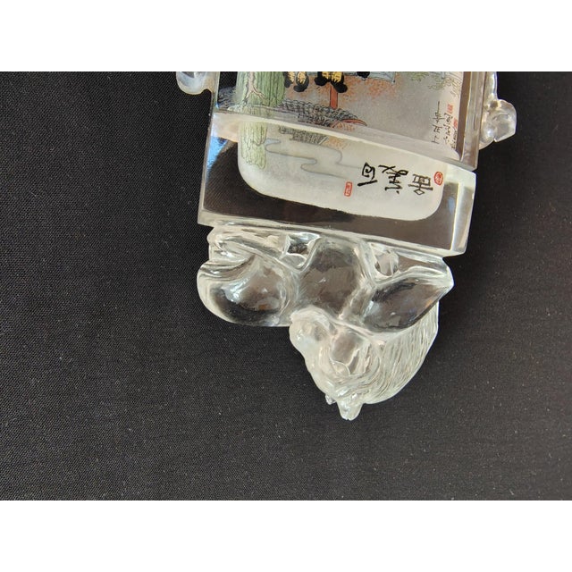 Extraordinary Large 1997 Signed Chinese Inside-Painted Glass Snuff Bottle by Xiao Yu For Sale - Image 9 of 10