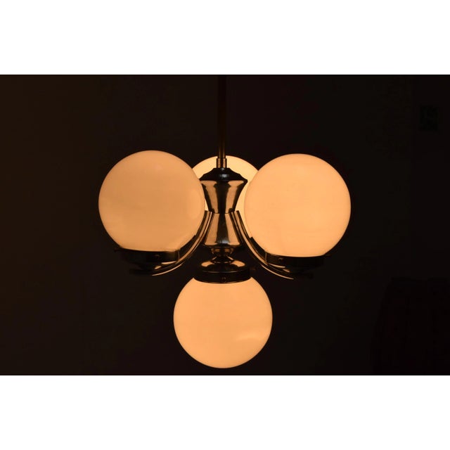 Art Deco Chrome Chandelier, 1930s For Sale - Image 6 of 11