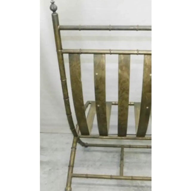 Brass Vintage 1970s Italian Faux Bamboo Brass Lounge Chair & Ottoman — Hollywood Regency For Sale - Image 8 of 12