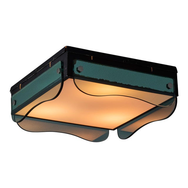 1970s Veca Glass Wall or Ceiling Lamp in the Manner of Max Ingrand For Sale