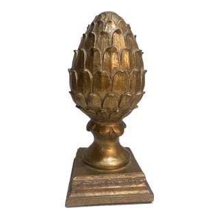 Late 20th Century Large Hollywood Regency Gold Artichoke Finial Sculpture – Pieri Creations Philadelphia Palm Beach Regency Glam Decor For Sale