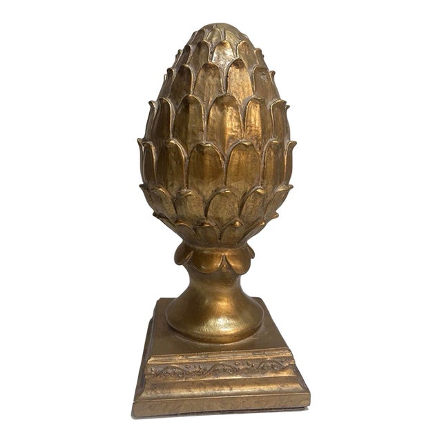 Late 20th Century Large Hollywood Regency Gold Artichoke Finial Sculpture – Pieri Creations Philadelphia Palm Beach Regency Glam Decor For Sale