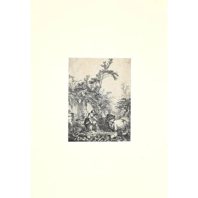 Grazing herds with figures is a wonderful etching and aquatint realized in 1772 by the Abbot of Saint-Non, after Jean-...
