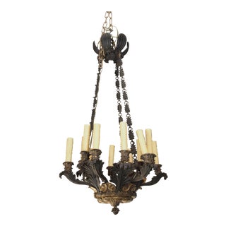 19th Century French Bronze Empire Chandelier For Sale