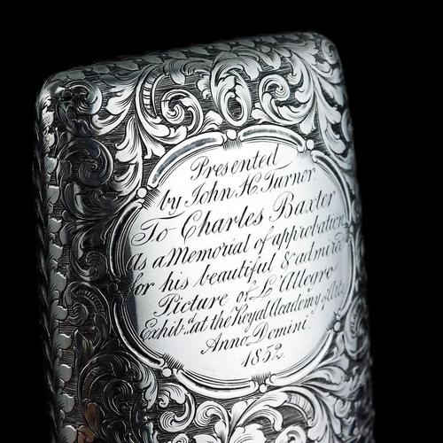 Antique Victorian Engraved Silver Cigar Case by Nathaniel Mills, 1840s For Sale - Image 5 of 18