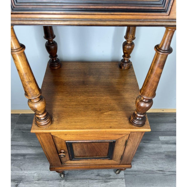 Frenhc Bedside Table in Walnut with Marble Top For Sale - Image 9 of 14